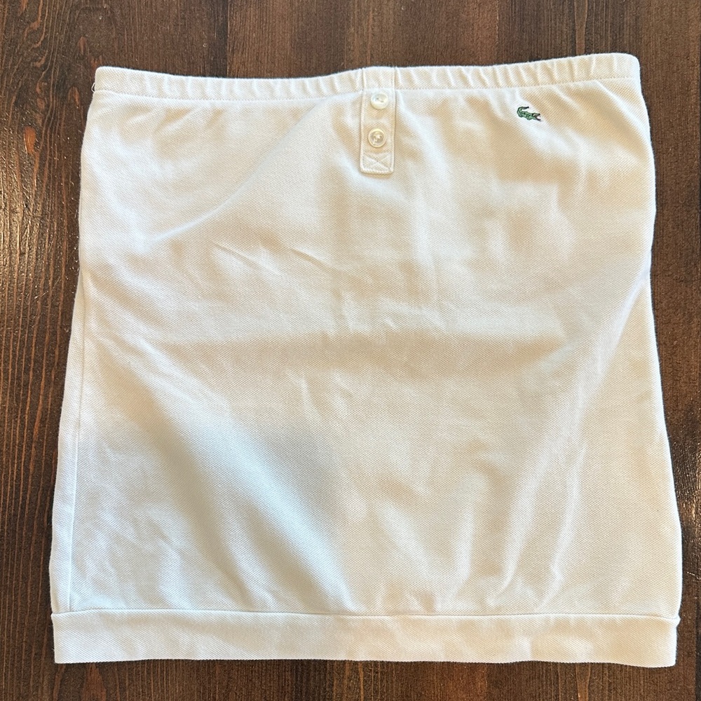 Lacoste White Pique Tennis Skirt with Green Crocodile Logo